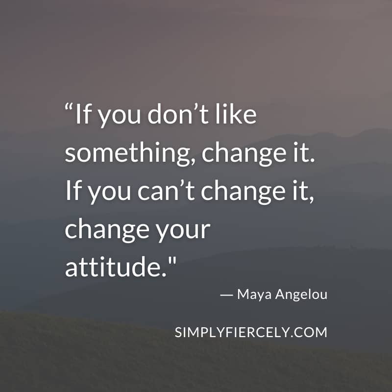 If you don’t like something, change it. If you can’t change it, change your attitude. - Maya Angelou